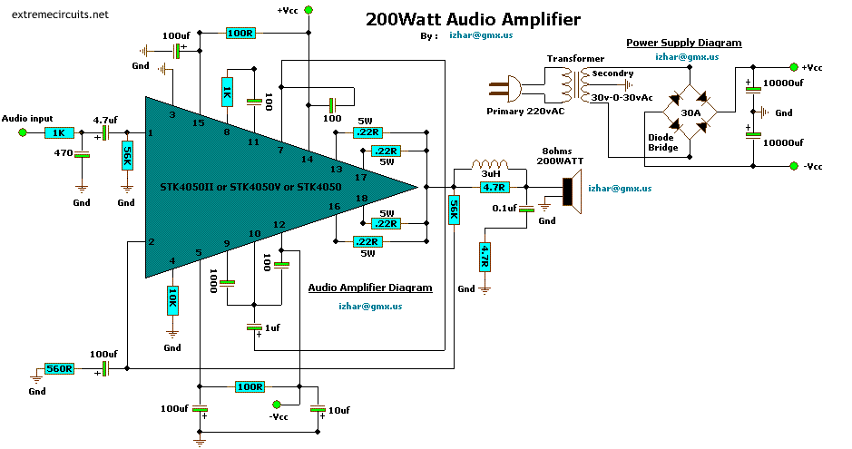 200w Amp Circuit - 200watt Audio Amplifier - 200w Amp Circuit