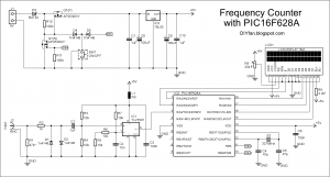 FreqCounter(16F628A,LCD,schematic)