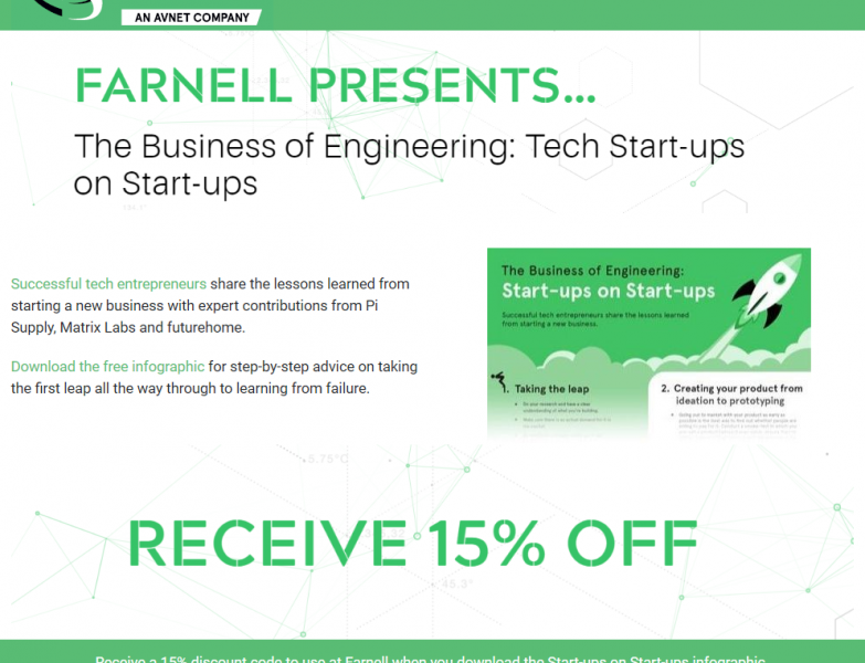 Free Tech Start-up Infographic and 15% discount code from Farnell Free Tech Start-up Infographic and 15% discount code from Farnell