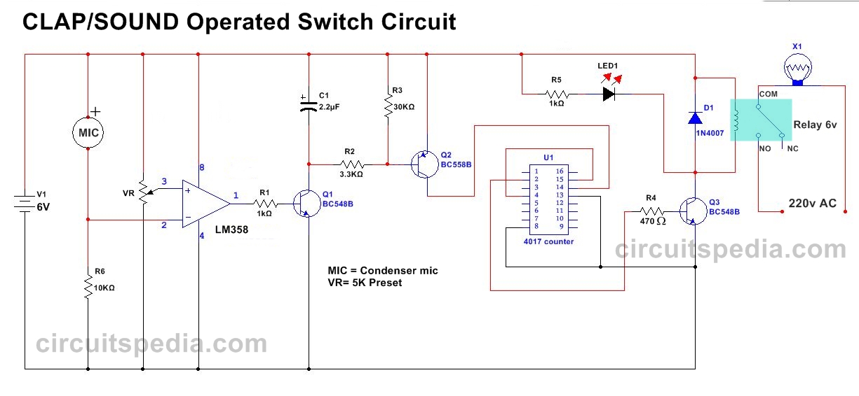Clap ON Clap OFF Switch using 555 Timer