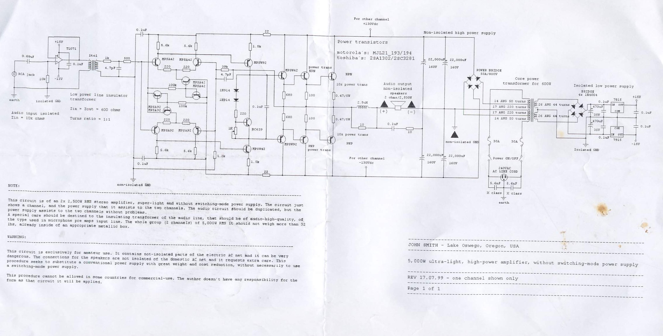 5000w Ultra Light High Power Amplifier Electronics Lab