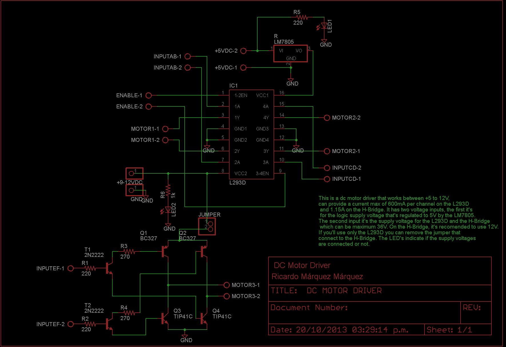 Dc Motor Driver Using L293d Electronics