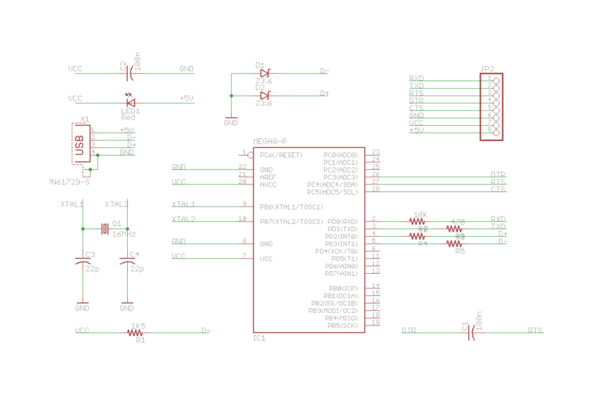USB to Serial Converter using AVR microcontroller