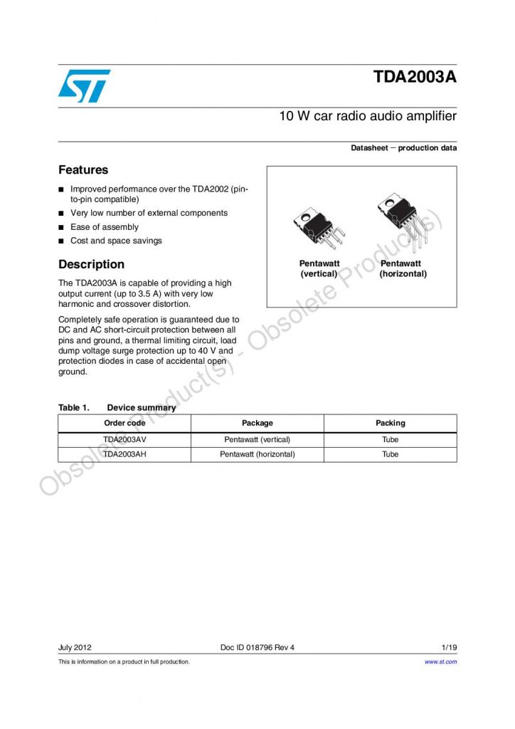 TDA2003A - Electronics-Lab.com