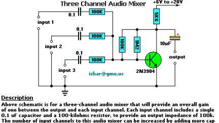 Three Channel Audio Mixer
