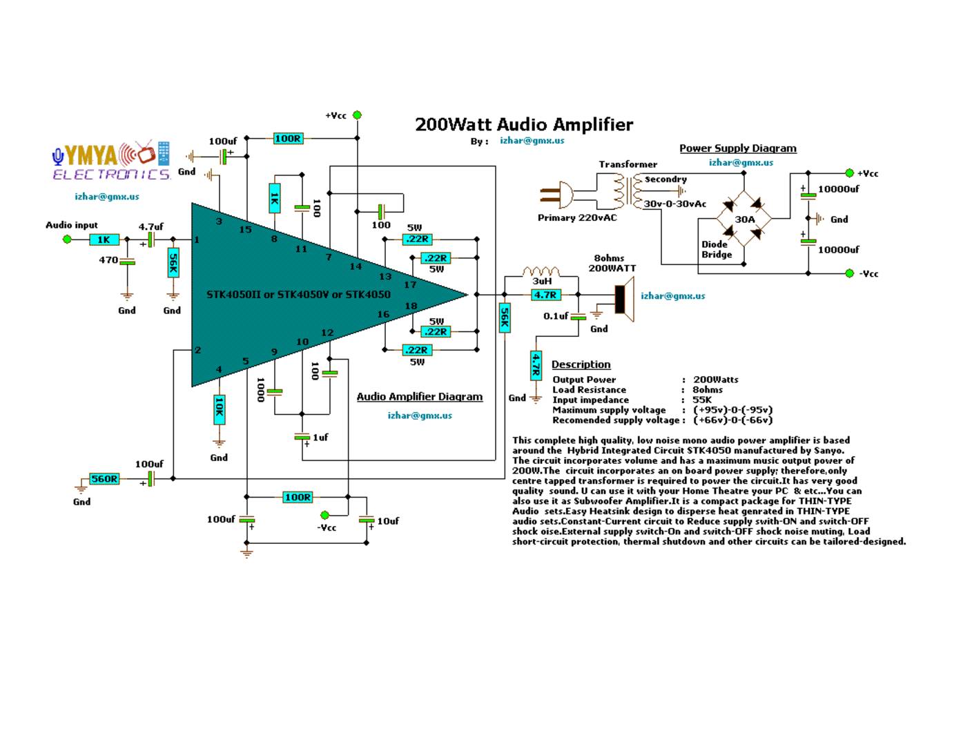 (YMYA) 200watt AUDIO AMPLIFIER