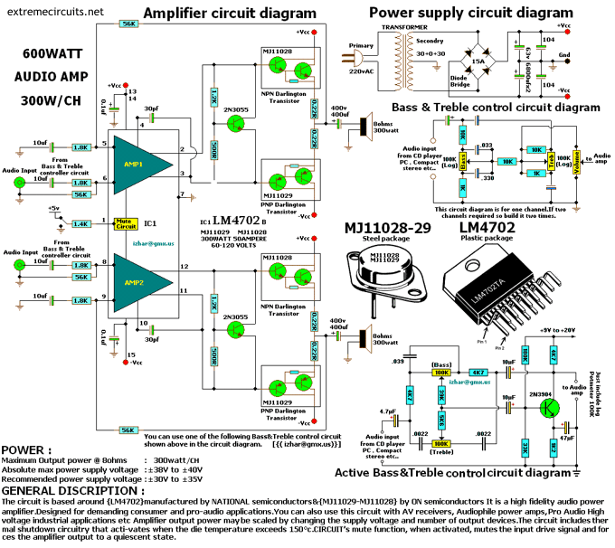 1000w Audio Amplifier Circuit Diagram