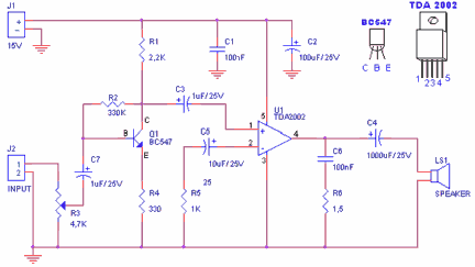 Amplifier of Acoustic Frequencies with Preamplifier