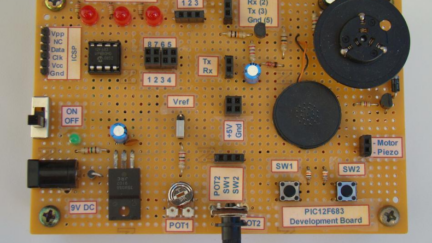 Learning Board for Microchip PIC12F683 microcontroller