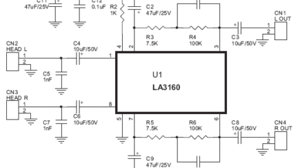 Stereo tape head preamplifier using LA3161