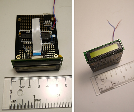 Programmable 8-character LCD module and digital voltmeter