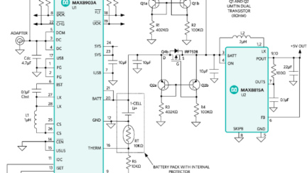 Get a constant +5V output by switching between a +5V input and a single-cell LI+ rechargeable cell