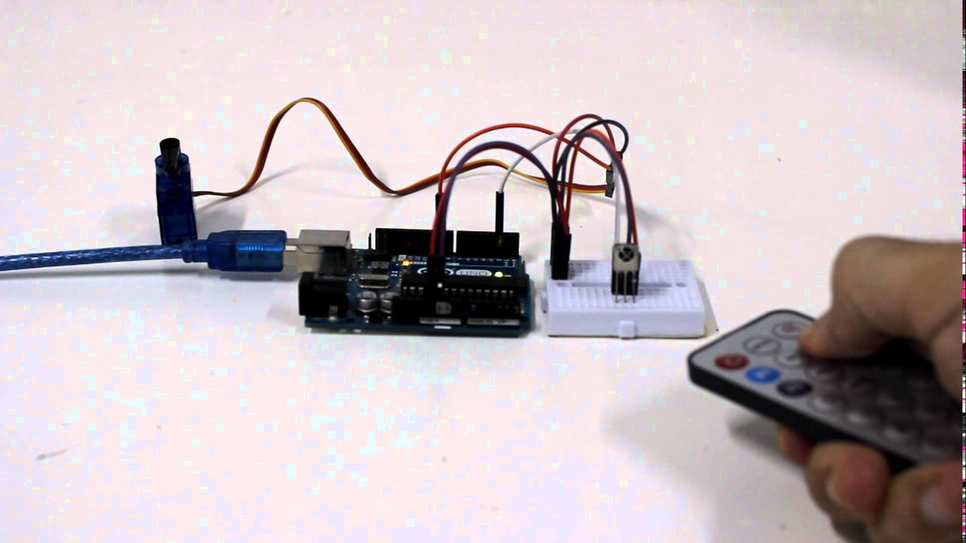 Controlling servo motor using IR remote control