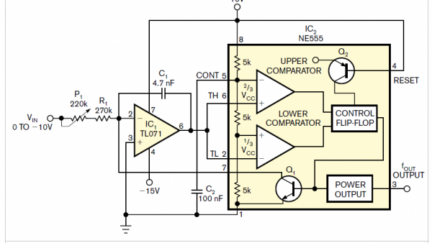 NE555 timer sparks low-cost voltage-to-frequency converter