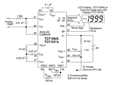 TC7106 – 3 1/2 Digit ADC for LCD Display