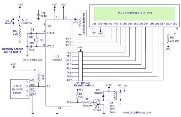 Humidity sensor using 8051