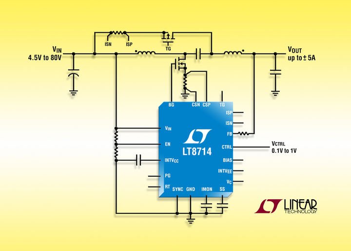LT8714 – 80V/5A synchronous 4-quadrant DC/DC controller