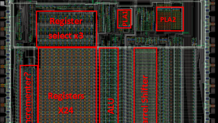 Inside the ALU of the first ARM microprocessor