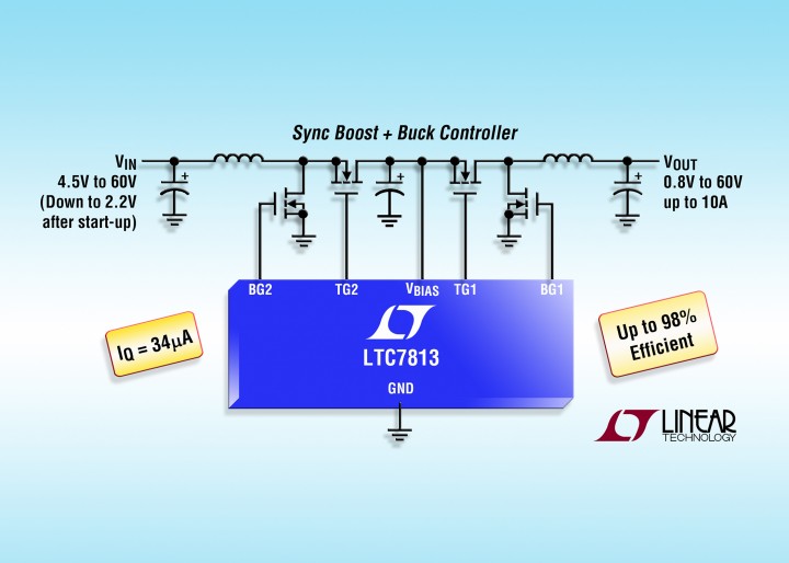 LTC7813 – Low IQ, 60V Synchronous Boost+Buck Controller