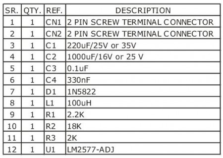 5V-to-12V-Step-up-converter-BOM