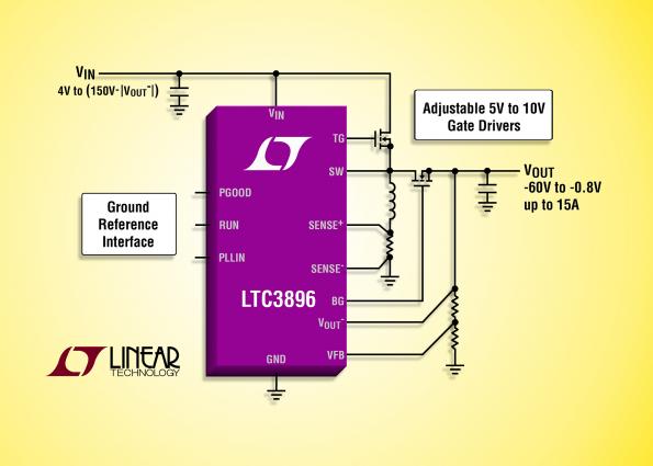 150V DC/DC inverting controller: single inductor, ground-referenced control