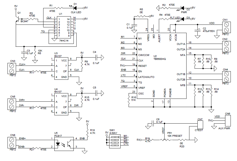 4.5Amps Bipolar Stepper Motor driver based  on the subject of with reference to TB6600  