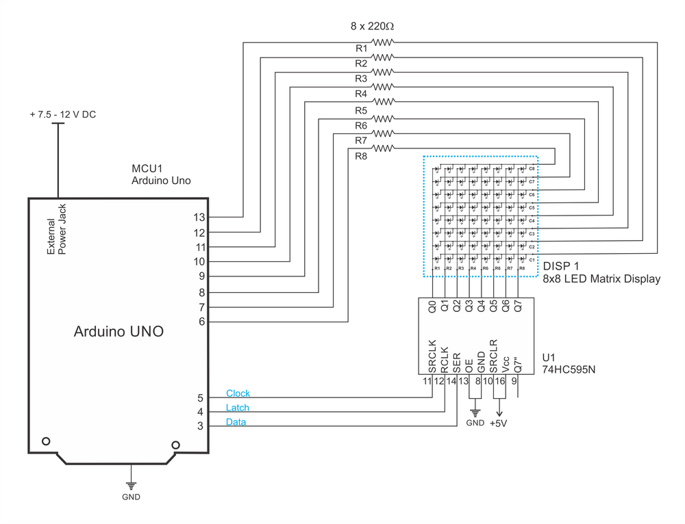 Interfacing 8×8 LED Matrix with Arduino