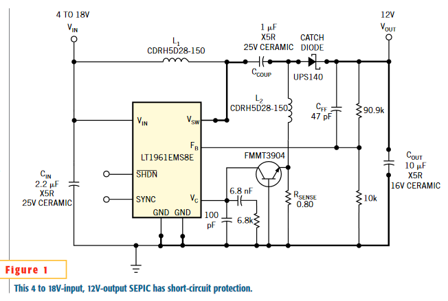 Single transistor provides short-circuit protection