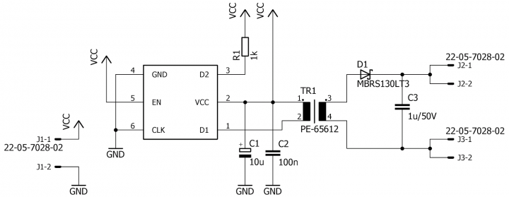 3.3V to 30V DC/DC converter using SN6505A