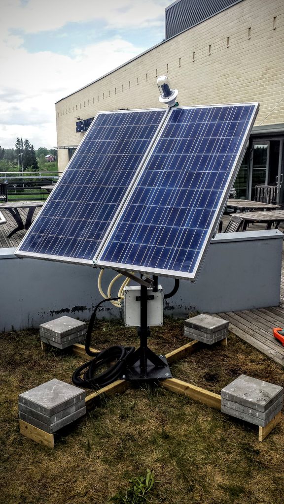 Dual axis solar tracker with online energy monitor