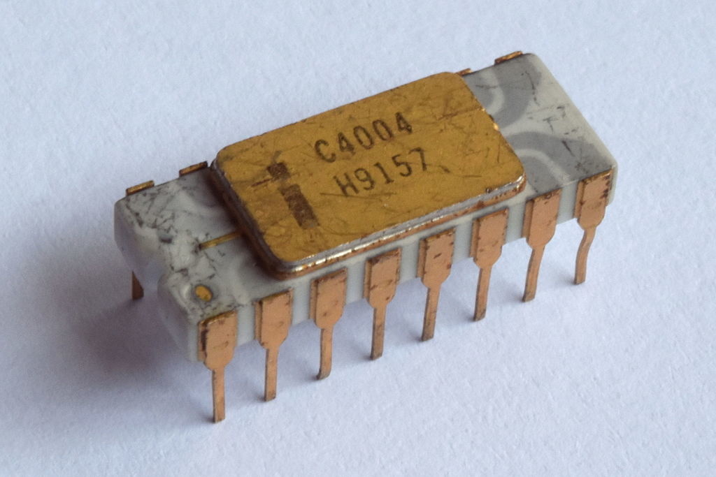 Schematic, Mask, and Die Shot of Intel’s 4004 CPU from 1971