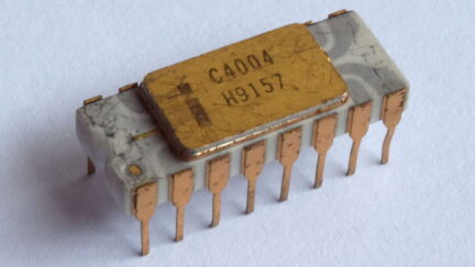Schematic, Mask, and Die Shot of Intel’s 4004 CPU from 1971