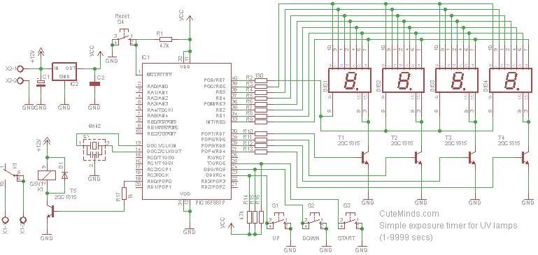 Count down timer for UV lamps using PIC16F887