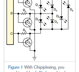 “Chipiplexing” efficiently drives multiple LEDs using few microcontroller ports