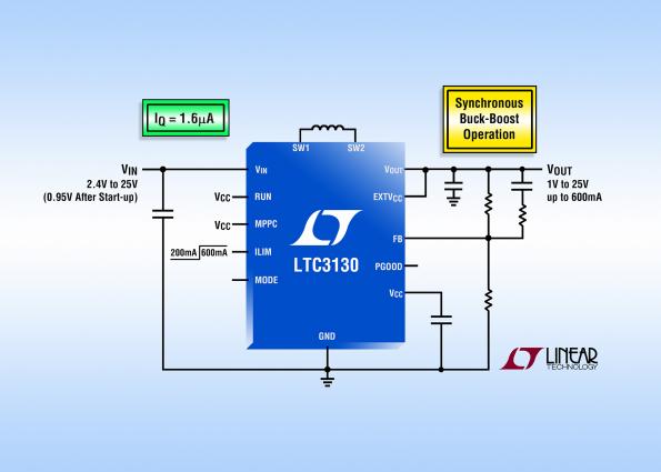 25V, 600 mA buck-boost DC/DC with 1.6 µA Iq