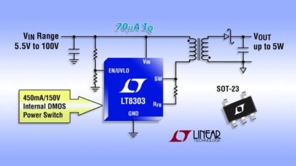 100Vin, 5W out regulator uses primary-side control