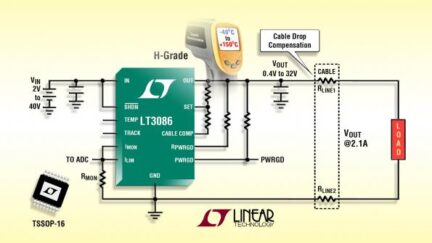 LT3086 – 40V, 2.1A Low Dropout Adjustable Linear Regulator with Monitoring and Cable Drop Compensation