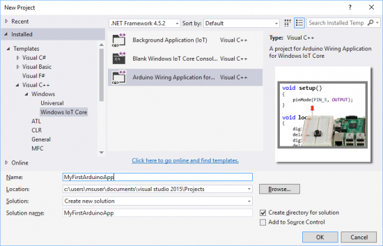 Arduino Wiring, A New Choice for Developers On Windows 10 IoT Core