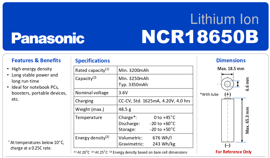 Ncr18650b Datasheet