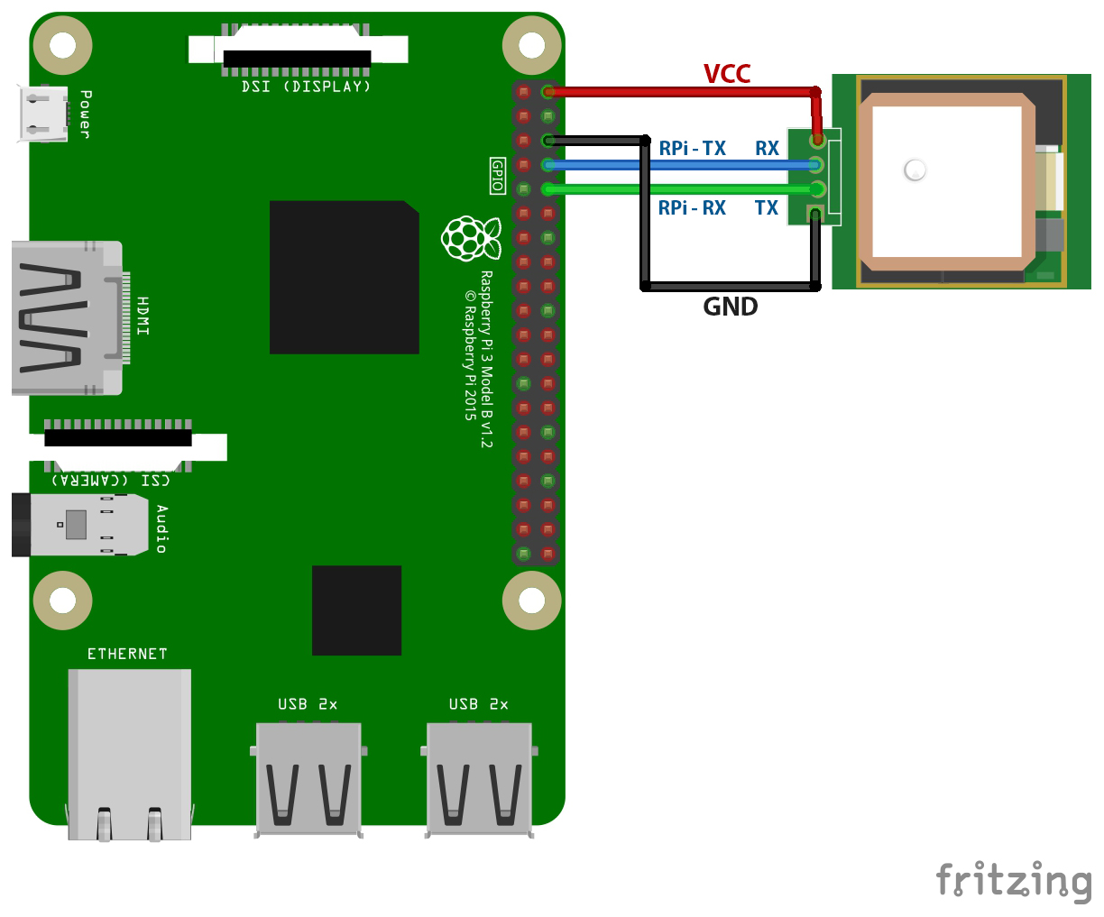 Collecting GPS Data Using GPS Module With Windows IoT Circuit Diagram