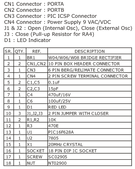 18pin-pic-development-board-parts