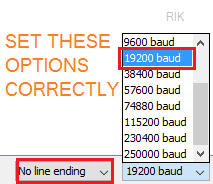 Set BAUD rate and Line Ending Mode