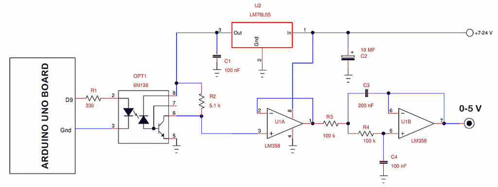 An isolated analog output for Arduino Uno