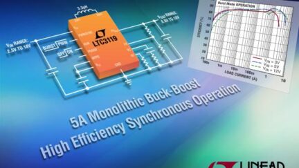 18V, 5A buck-boost DC/DC delivers 95% efficiency