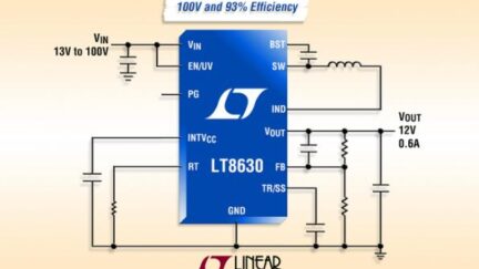 LT8630 – 100V, 600 mA synchronous buck DC/DC betters 93% efficiency