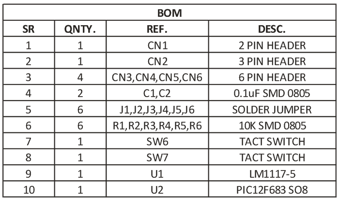 8-pin-pic-development-board-bom