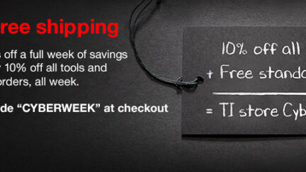 10% off all TI tools + free standard shipping on TI Store