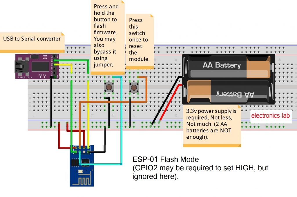 ESP8266-01 wiring for uploading program