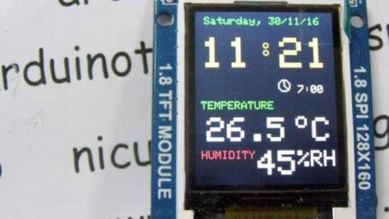 Adjusting clock with alarm, hygrometer & thermometer on 1.8″ ST7735 display