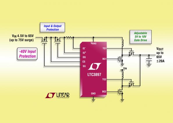 Multiphase, 60V synchronous boost controller peaks at 97%